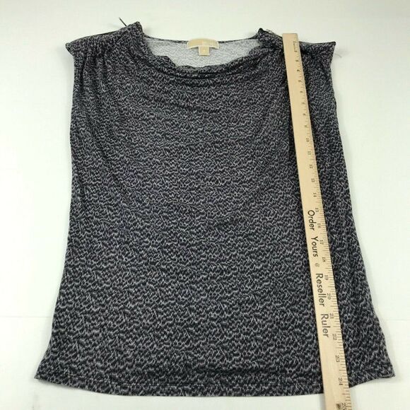 Michael Kors Womens Top Cap Short Sleeve Tank Stretch Cowl Neck Print Shirt XS - Picture 6 of 12